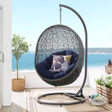 Cornice Outdoor Patio Sunbrella® Swing Chair With Stand in Gray Navy