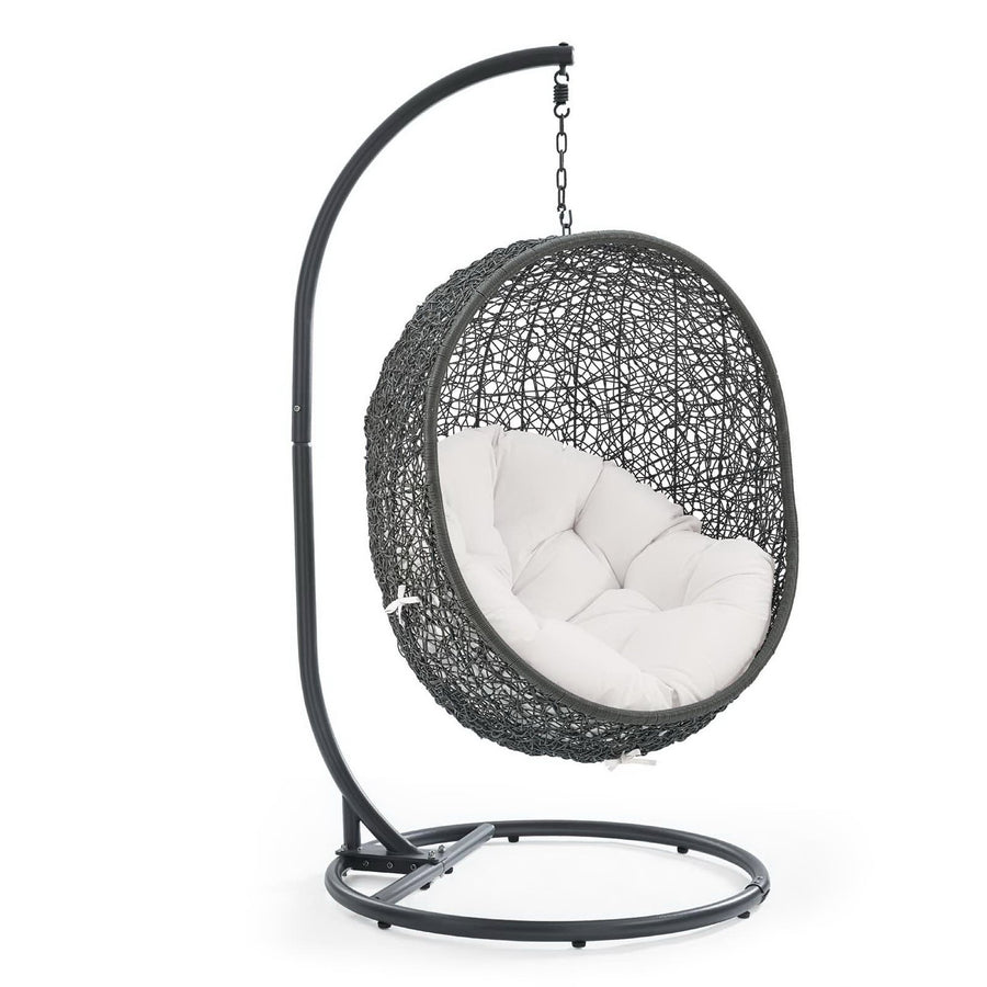 Cornice Outdoor Patio Sunbrella® Swing Chair With Stand in Gray White