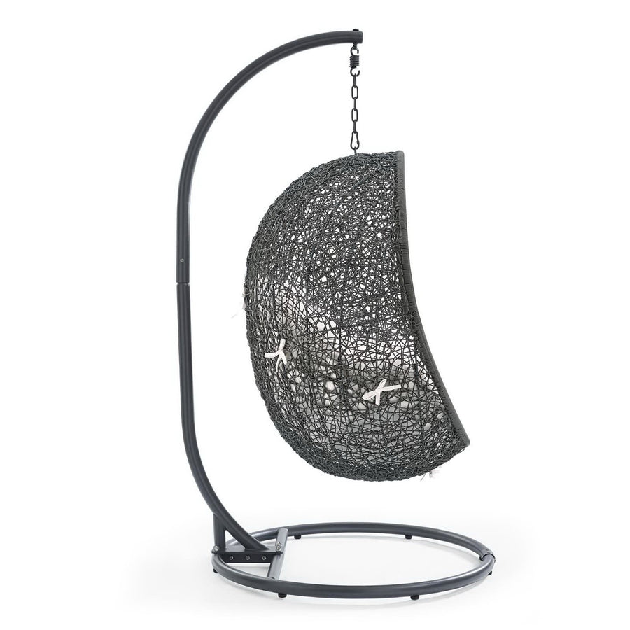 Cornice Outdoor Patio Sunbrella® Swing Chair With Stand in Gray White