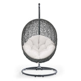 Cornice Outdoor Patio Sunbrella® Swing Chair With Stand in Gray White