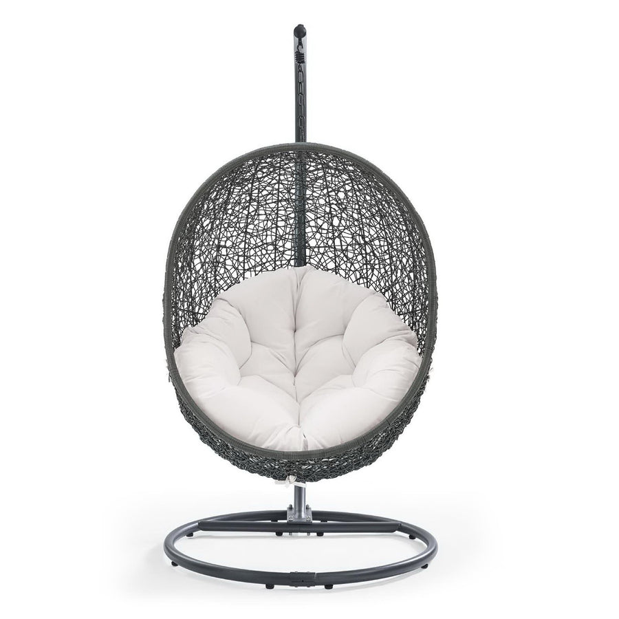 Cornice Outdoor Patio Sunbrella® Swing Chair With Stand in Gray White