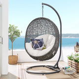 Cornice Outdoor Patio Sunbrella® Swing Chair With Stand in Gray White