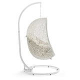 Cornice Outdoor Patio Sunbrella® Swing Chair With Stand in White Beige