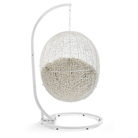 Hide Outdoor Patio Sunbrella® Swing Chair With Stand in White Beige