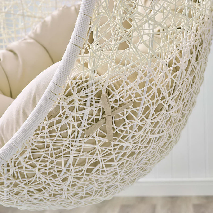 Cornice Outdoor Patio Sunbrella® Swing Chair With Stand in White Beige