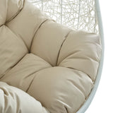 Cornice Outdoor Patio Sunbrella® Swing Chair With Stand in White Beige