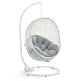 Cornice Outdoor Patio Sunbrella® Swing Chair With Stand in White Gray