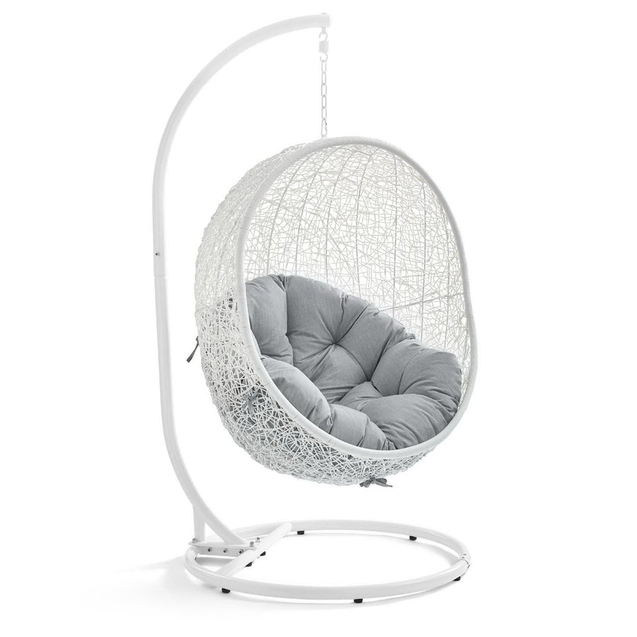 Cornice Outdoor Patio Sunbrella® Swing Chair With Stand in White Gray