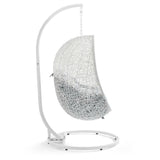 Cornice Outdoor Patio Sunbrella® Swing Chair With Stand in White Gray