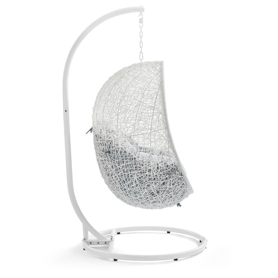 Cornice Outdoor Patio Sunbrella® Swing Chair With Stand in White Gray
