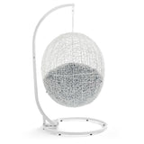 Cornice Outdoor Patio Sunbrella® Swing Chair With Stand in White Gray