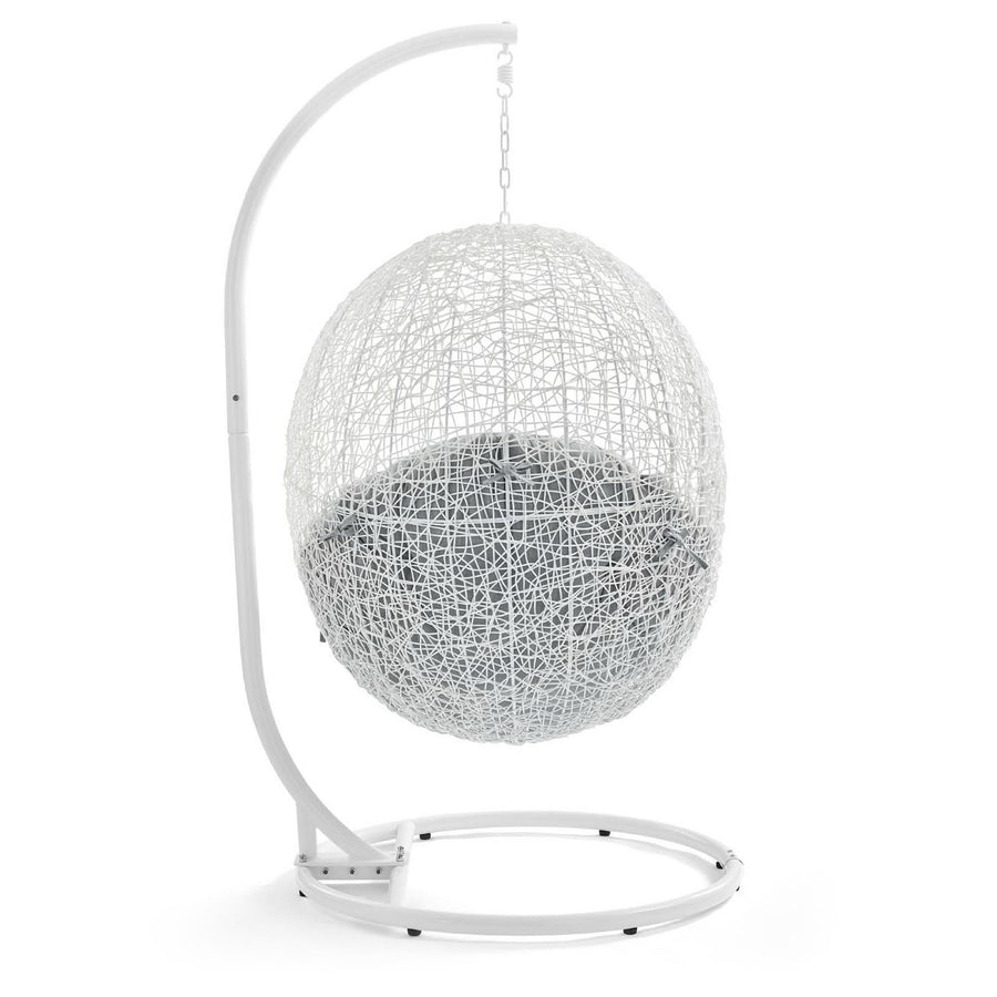 Cornice Outdoor Patio Sunbrella® Swing Chair With Stand in White Gray