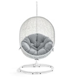 Cornice Outdoor Patio Sunbrella® Swing Chair With Stand in White Gray