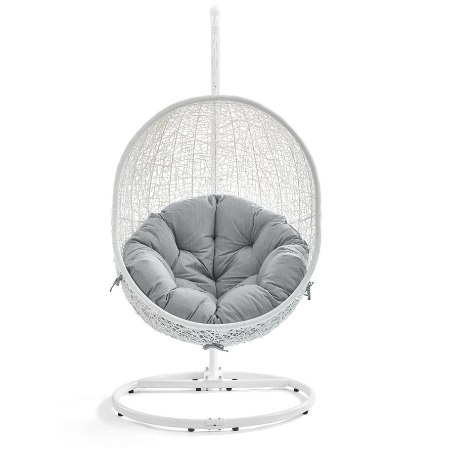 Cornice Outdoor Patio Sunbrella® Swing Chair With Stand in White Gray