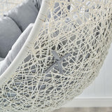 Cornice Outdoor Patio Sunbrella® Swing Chair With Stand in White Gray