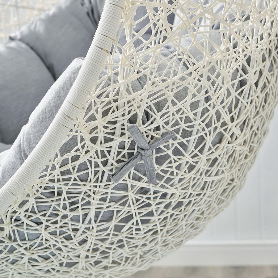 Cornice Outdoor Patio Sunbrella® Swing Chair With Stand in White Gray