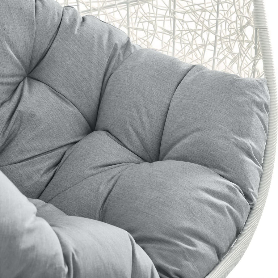 Cornice Outdoor Patio Sunbrella® Swing Chair With Stand in White Gray