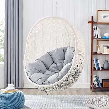 Hide Outdoor Patio Sunbrella® Swing Chair With Stand in White Gray