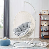 Cornice Outdoor Patio Sunbrella® Swing Chair With Stand in White Gray