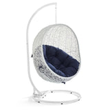 Cornice Outdoor Patio Sunbrella® Swing Chair With Stand in White Navy