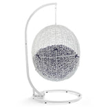 Cornice Outdoor Patio Sunbrella® Swing Chair With Stand in White Navy