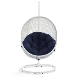 Cornice Outdoor Patio Sunbrella® Swing Chair With Stand in White Navy