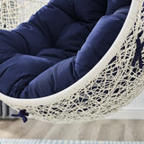 Cornice Outdoor Patio Sunbrella® Swing Chair With Stand in White Navy