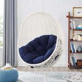 Cornice Outdoor Patio Sunbrella® Swing Chair With Stand in White Navy