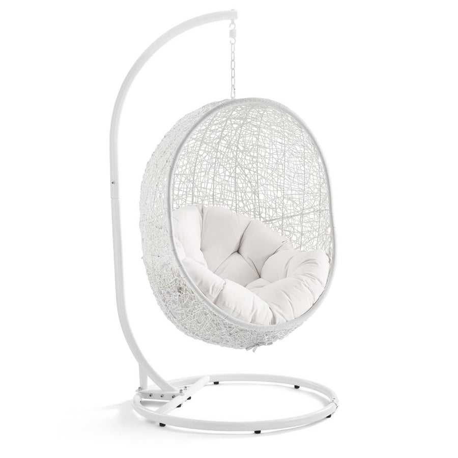 Cornice Outdoor Patio Sunbrella® Swing Chair With Stand in White White
