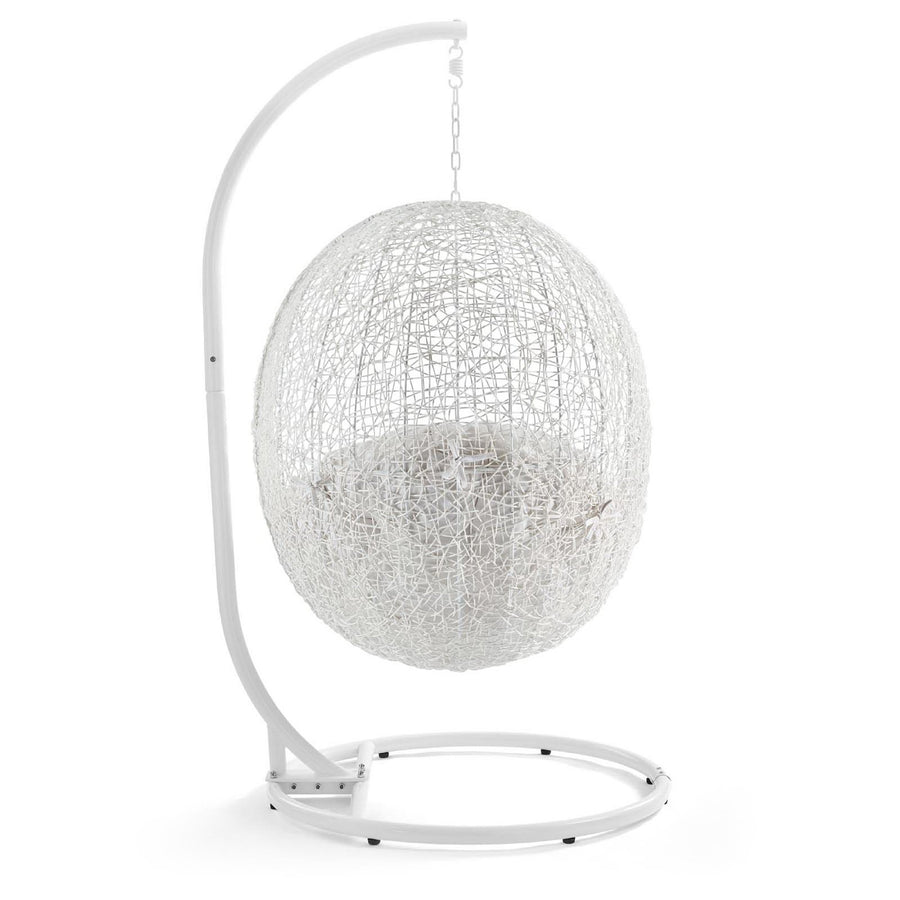 Cornice Outdoor Patio Sunbrella® Swing Chair With Stand in White White