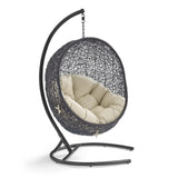 Luna Sunbrella® Swing Outdoor Patio Lounge Chair in Black Beige