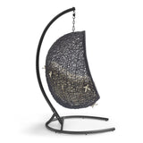 Luna Sunbrella® Swing Outdoor Patio Lounge Chair in Black Beige