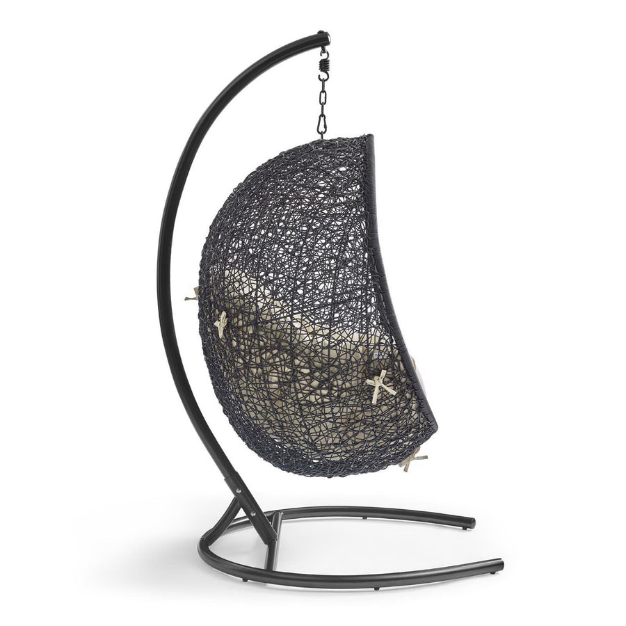 Luna Sunbrella® Swing Outdoor Patio Lounge Chair in Black Beige