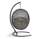 Luna Sunbrella® Swing Outdoor Patio Lounge Chair in Black Beige