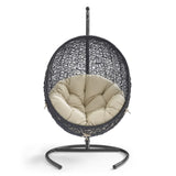Luna Sunbrella® Swing Outdoor Patio Lounge Chair in Black Beige