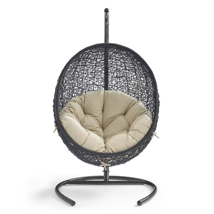 Encase Sunbrella® Swing Outdoor Patio Lounge Chair in Black Beige