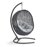 Luna Sunbrella® Swing Outdoor Patio Lounge Chair in Black Gray