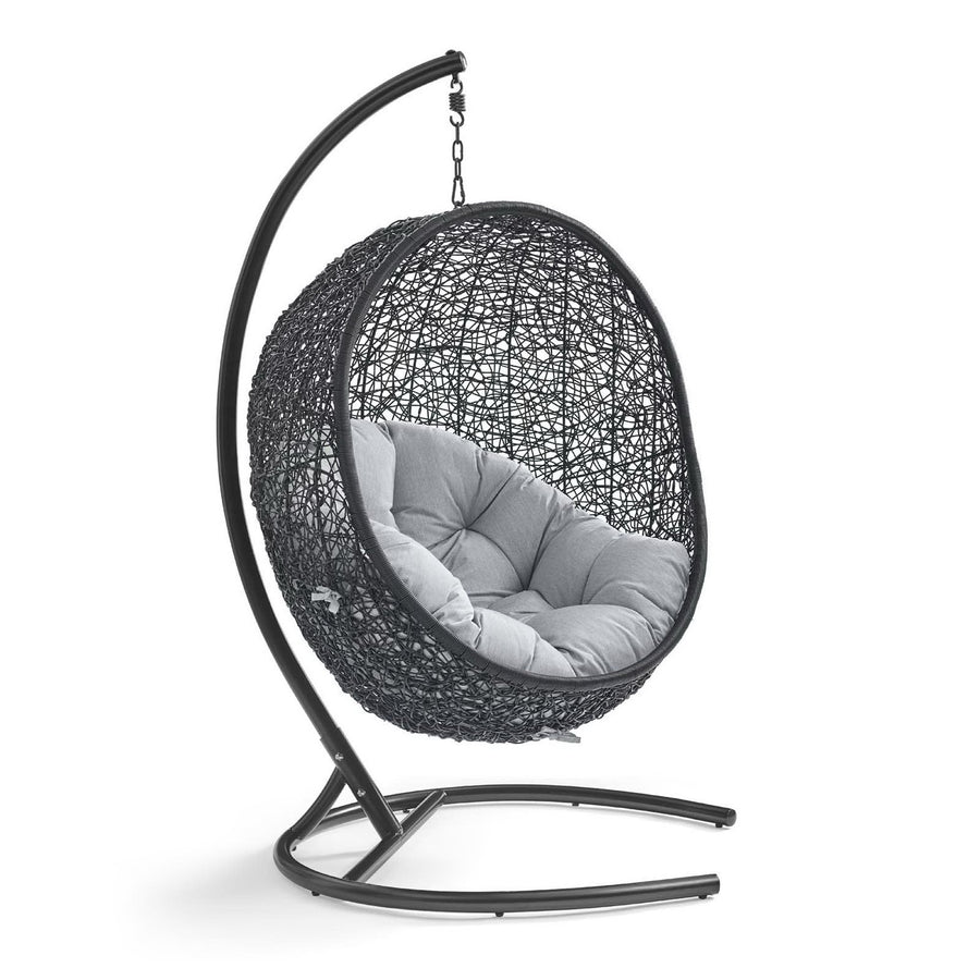 Luna Sunbrella® Swing Outdoor Patio Lounge Chair in Black Gray