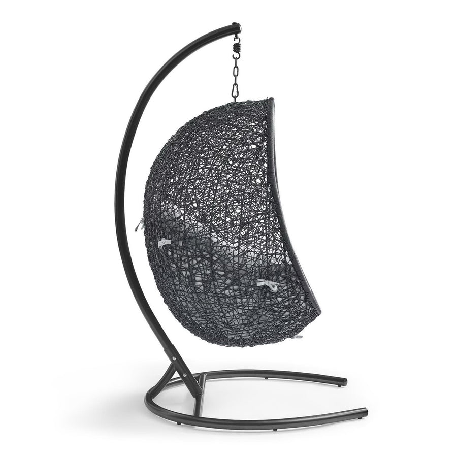Luna Sunbrella® Swing Outdoor Patio Lounge Chair in Black Gray