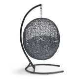 Luna Sunbrella® Swing Outdoor Patio Lounge Chair in Black Gray