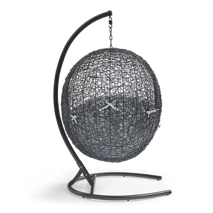 Encase Sunbrella® Swing Outdoor Patio Lounge Chair in Black Gray