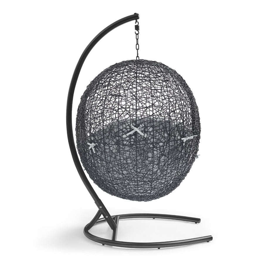 Luna Sunbrella® Swing Outdoor Patio Lounge Chair in Black Gray