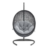 Luna Sunbrella® Swing Outdoor Patio Lounge Chair in Black Gray