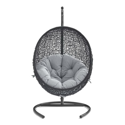 Encase Sunbrella® Swing Outdoor Patio Lounge Chair in Black Gray