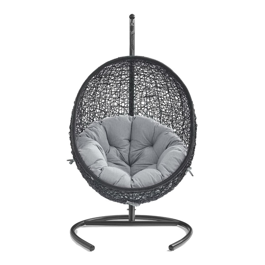Luna Sunbrella® Swing Outdoor Patio Lounge Chair in Black Gray
