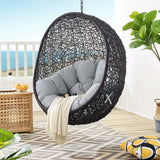 Luna Sunbrella® Swing Outdoor Patio Lounge Chair in Black Gray