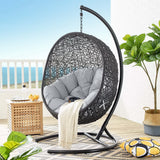 Luna Sunbrella® Swing Outdoor Patio Lounge Chair in Black Gray