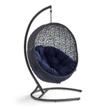 Luna Sunbrella® Swing Outdoor Patio Lounge Chair in Black Navy