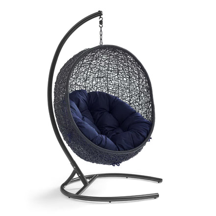 Encase Sunbrella® Swing Outdoor Patio Lounge Chair in Black Navy