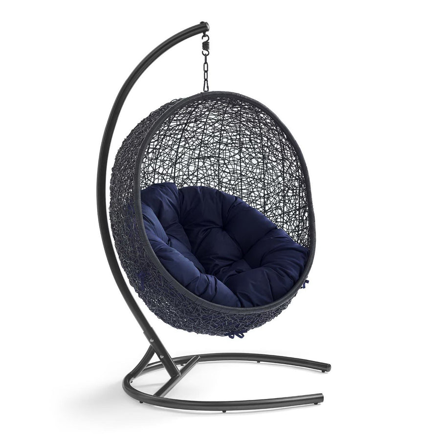 Luna Sunbrella® Swing Outdoor Patio Lounge Chair in Black Navy